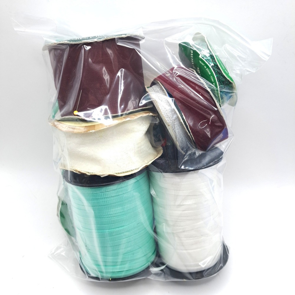 Vintage‎ Holiday Ribbon Lot 10 Rolls 1lb 10oz Curling Velvet Metallic Christmas